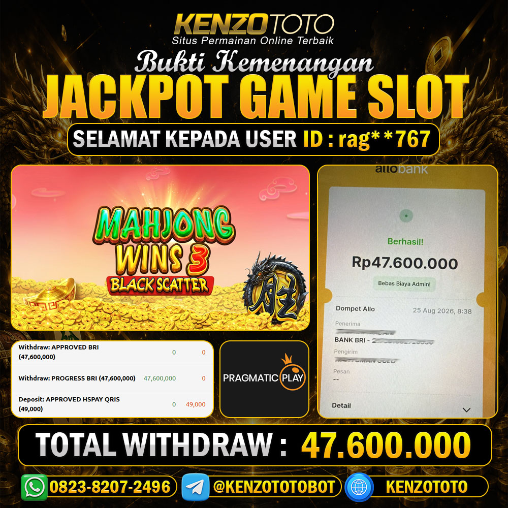 KENZOTOTO JACKPOT MAHJONG WINS 3   Rp.47.600.000 LUNAS