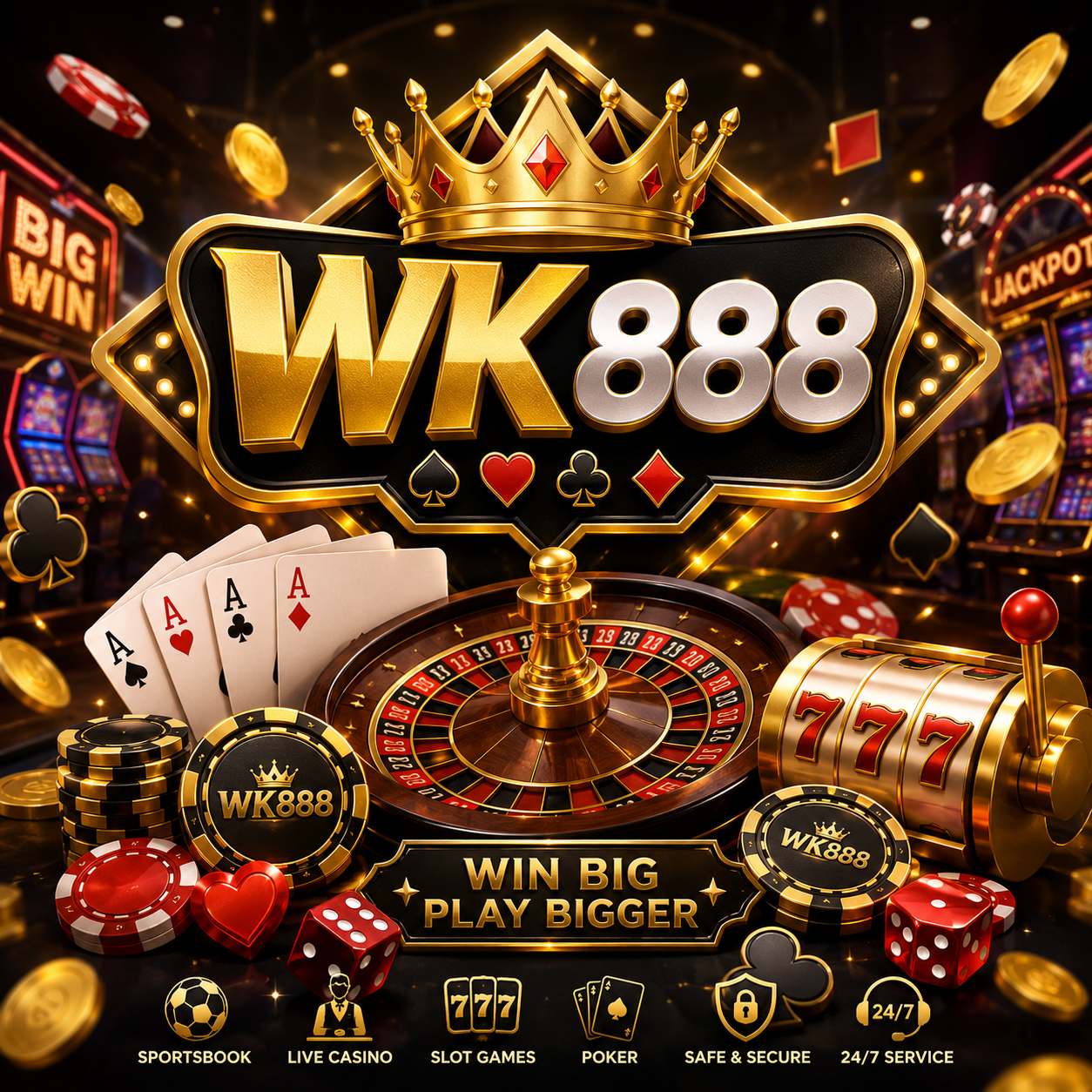 Banner Aplikasi WK888 dengan akses permainan digital