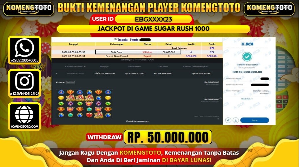 LAGI & LAGI!! KEMENANGAN BESAR DI SLOT  GAME STARLIGHT PRINCESS 1000  SEBESAR Rp.50.000.000 KOMENGTOTO BAYAR LUNAS SECEPAT KILAT !! KOMENGTOTO BAYAR SECEPAT KILAT !!