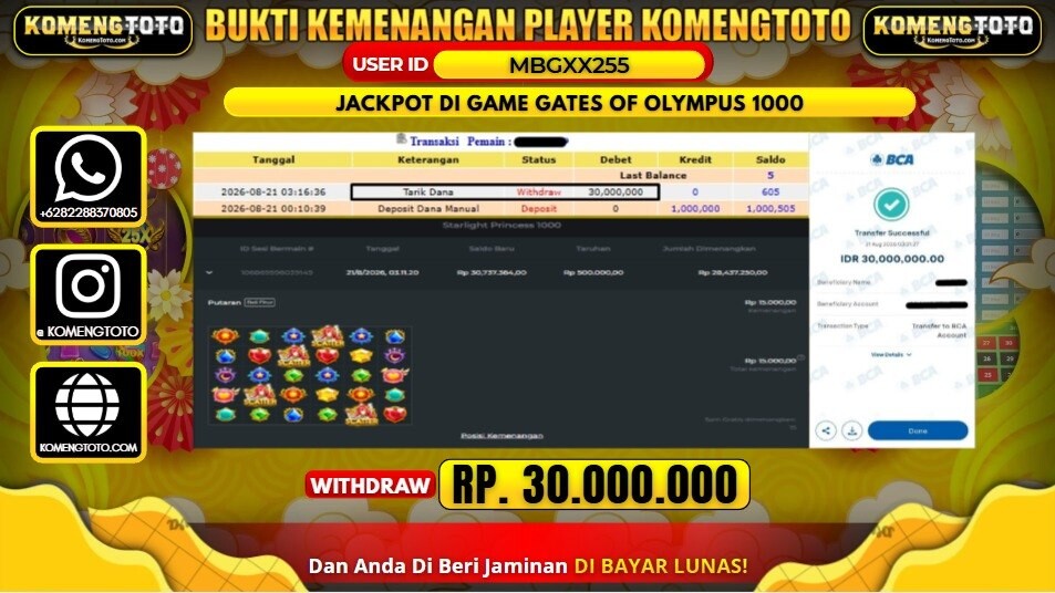 LAGI & LAGI!! KEMENANGAN BESAR DI SLOT STARLIGHT PRINCESS 1000 SEBESAR Rp.30.000.000 KOMENGTOTO BAYAR LUNAS SECEPAT KILAT !! KOMENGTOTO BAYAR SECEPAT KILAT !!