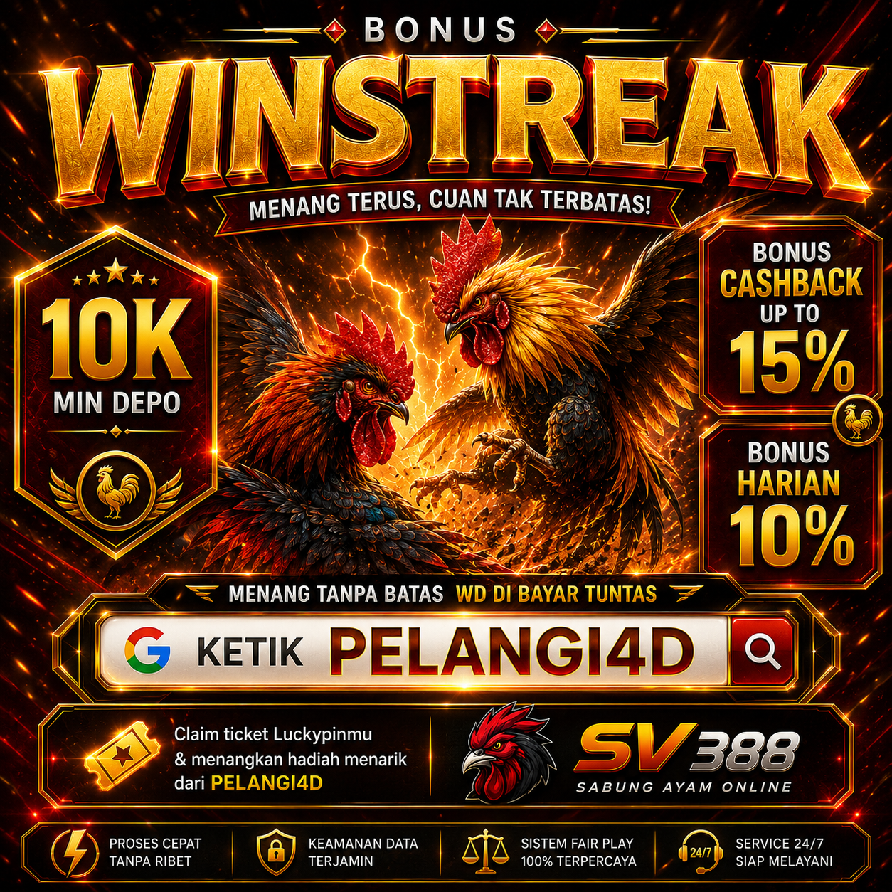 Promo Bonus Winstreak Sabung Ayam SV388 Pelangi4D