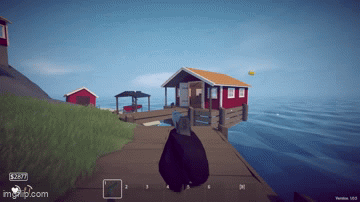 A seagull stealing a gun from a player's hand