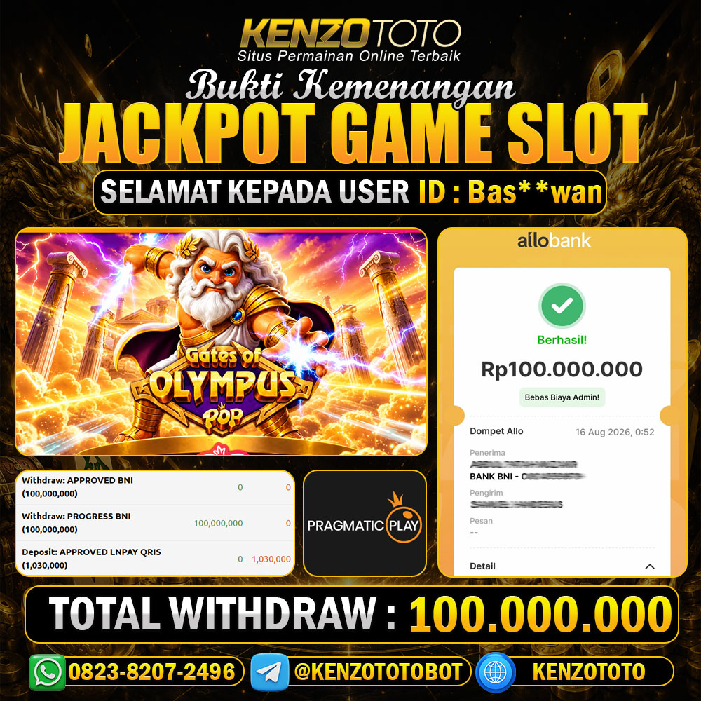 KENZOTOTO JACKPOT GATE OF OLYMPUS POP   Rp.100.000.000 LUNAS