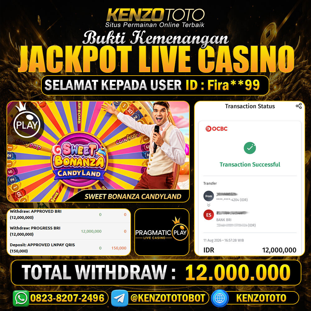 KENZOTOTO JACKPOT LIVE CASINO Rp.12,000,000 LUNAS