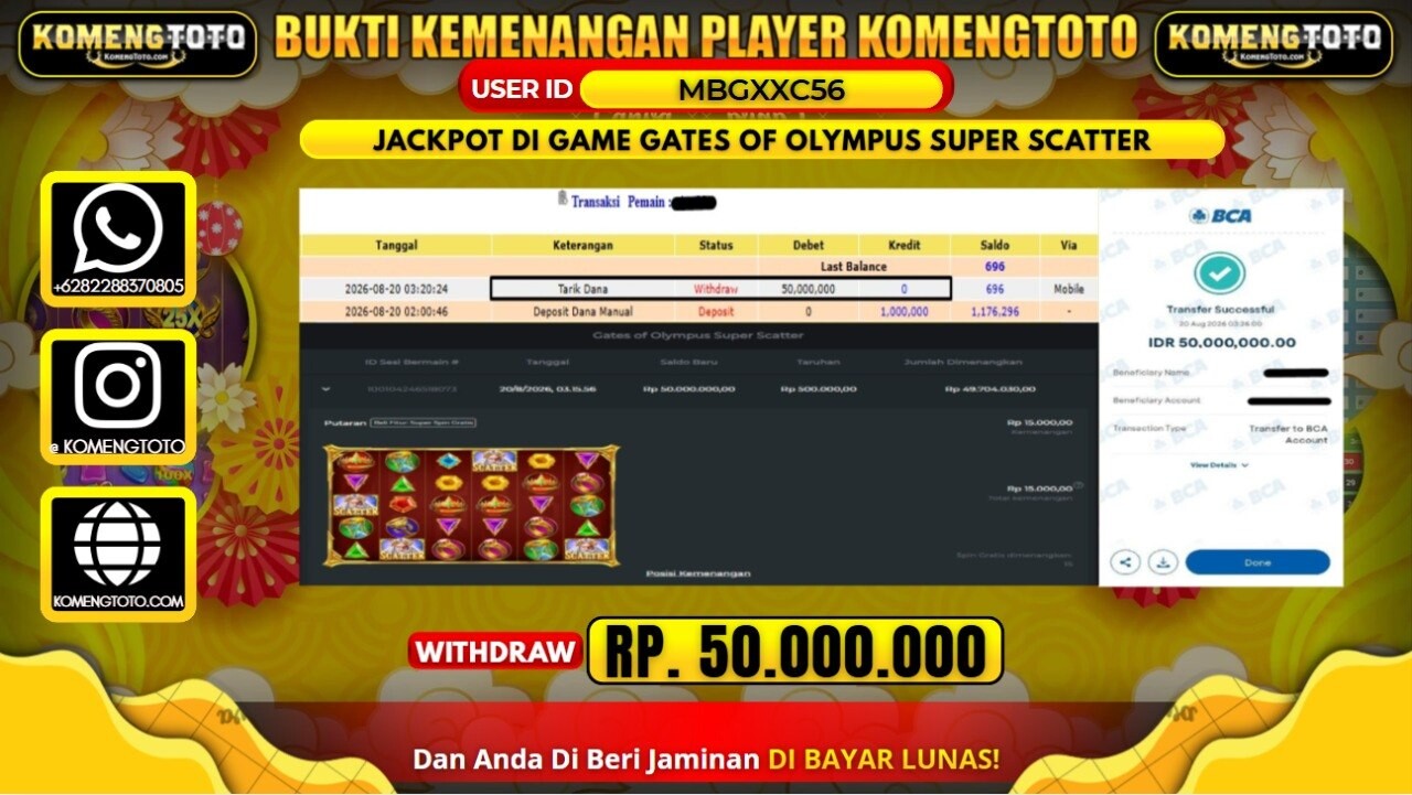 LAGI & LAGI!! KEMENANGAN BESAR DI SLOT GATES OF OLYMPUS SUPER SCATTER  SEBESAR Rp.50.000.000 KOMENGTOTO BAYAR LUNAS SECEPAT KILAT !! KOMENGTOTO BAYAR SECEPAT KILAT !!