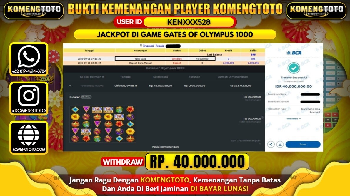 LAGI & LAGI!! KEMENANGAN BESAR DI SLOT GATES OF OLYMPUS SUPER 1000 Rp. 40.000.000 KOMENGTOTO BAYAR LUNAS SECEPAT KILAT !! KOMENGTOTO BAYAR SECEPAT KILAT !!