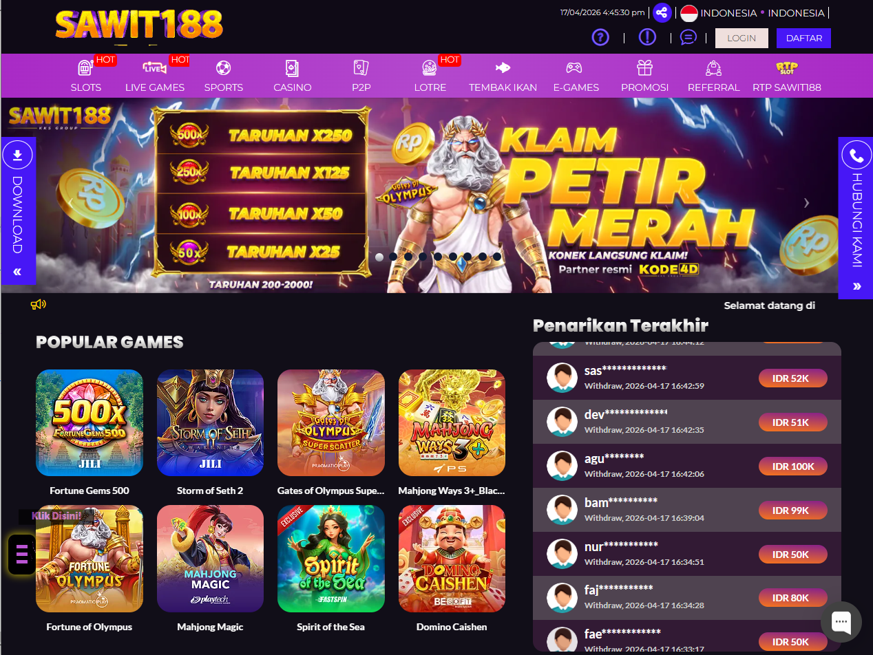 Sawit188: Link Slot Gacor Resmi Terpercaya dengan RTP Live Tertinggi 2026