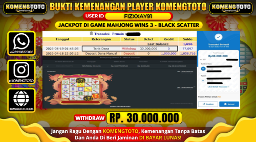 LAGI & LAGI!! KEMENANGAN BESAR DI SLOT MAHJONG WINS 3 - BLACK SCATTER  SEBESAR Rp.30.000.000 KOMENGTOTO BAYAR LUNAS SECEPAT KILAT !! KOMENGTOTO BAYAR SECEPAT KILAT !!