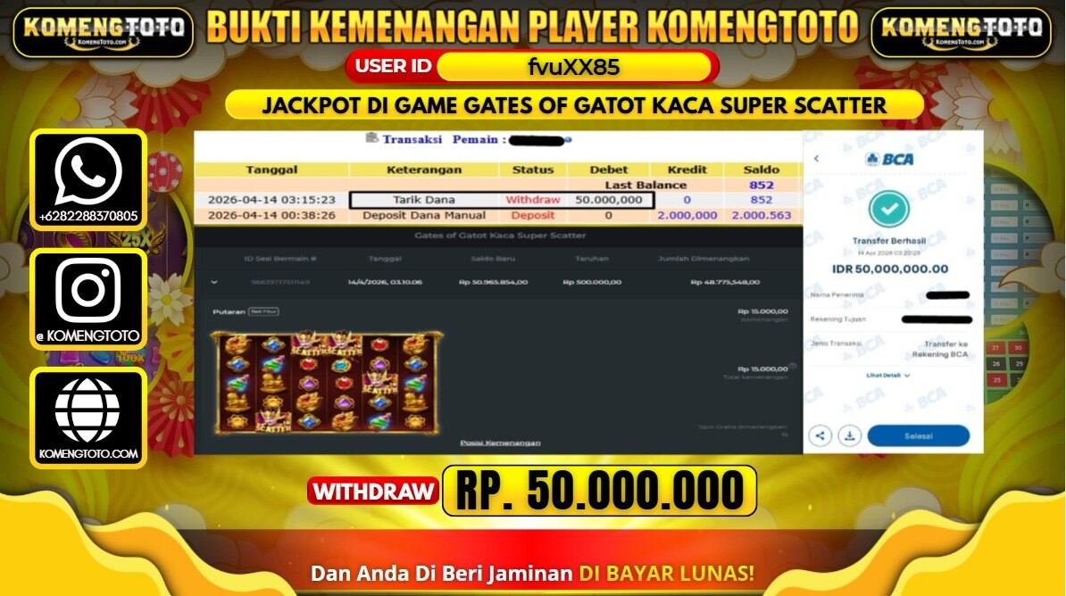 LAGI & LAGI!! KEMENANGAN BESAR DI SLOT GATES OF GATOT KACA SUPER SCATTER SEBESAR Rp.50.000.000 KOMENGTOTO BAYAR LUNAS SECEPAT KILAT !! KOMENGTOTO BAYAR SECEPAT KILAT !!c