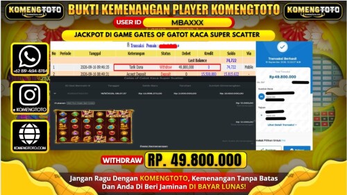 LAGI & LAGI!! KEMENANGAN BESAR DI SLOT  GATES GATOT KACA SUPER SCATTER  Rp. 49.800.000 KOMENGTOTO BAYAR LUNAS SECEPAT KILAT !! KOMENGTOTO BAYAR SECEPAT KILAT !!