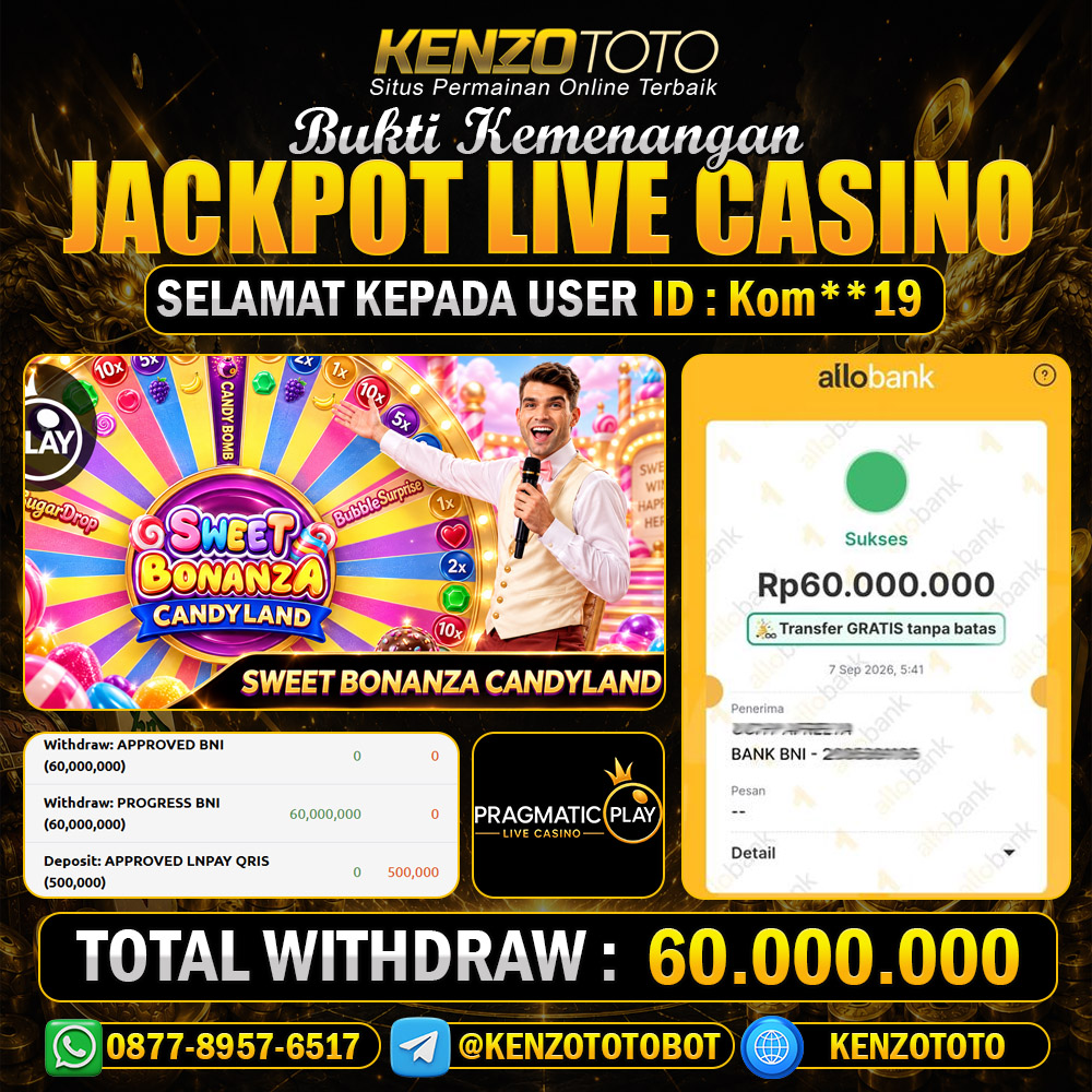 KENZOTOTO JACKPOT LIVE CASINO  Rp.60.000.000 LUNAS