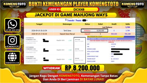 LAGI & LAGI!! KEMENANGAN BESAR DI SLOT MAHJONG WAYS Rp. 8.200.000 KOMENGTOTO BAYAR LUNAS SECEPAT KILAT !! KOMENGTOTO BAYAR SECEPAT KILAT !!
