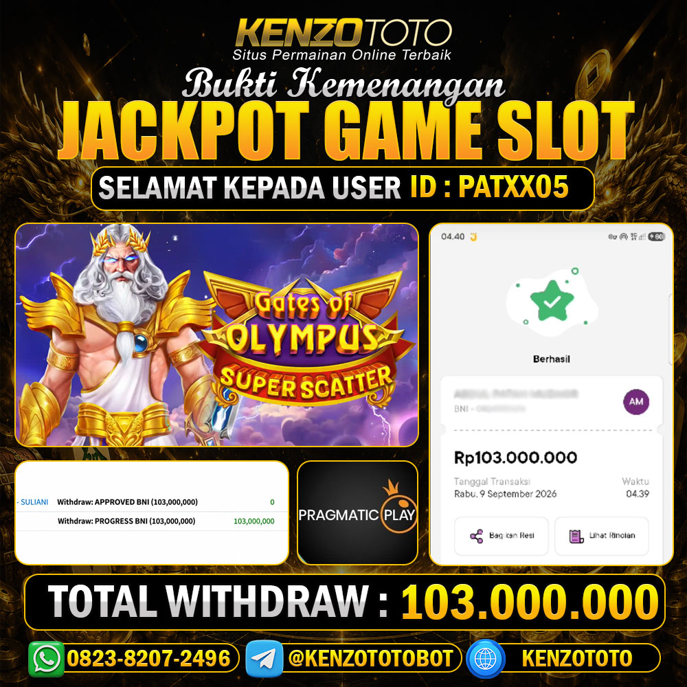 KENZOTOTO JACKPOT GAME SLOT  Rp.103.000.000 LUNAS
