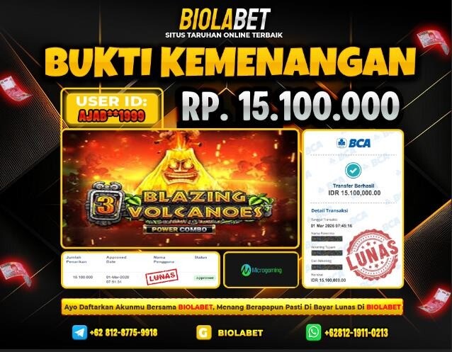 BIOLABET JACKPOTMicroGaming Rp.15.100.000.,- LUNAS