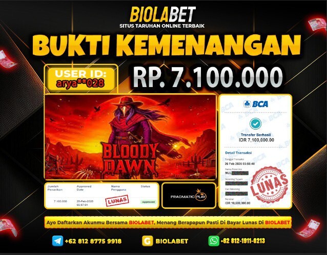BIOLABET JACKPOT Pragmatic Play Rp.7.100.000.,- LUNAS