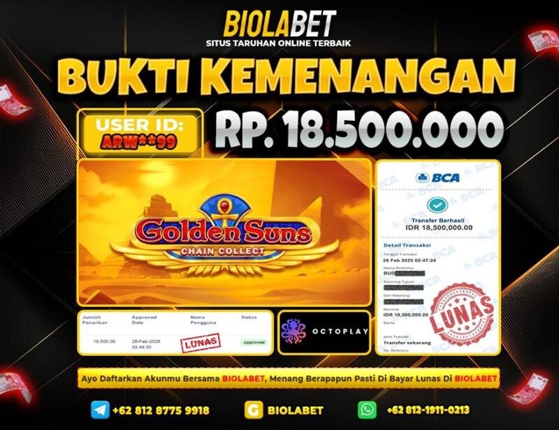 BIOLABET JACKPOT Octoplay Rp.18.500.000.,- LUNAS