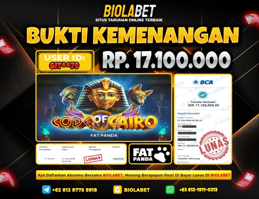 BIOLABET JACKPOT Fat Panda Rp.17.100.000.,- LUNAS