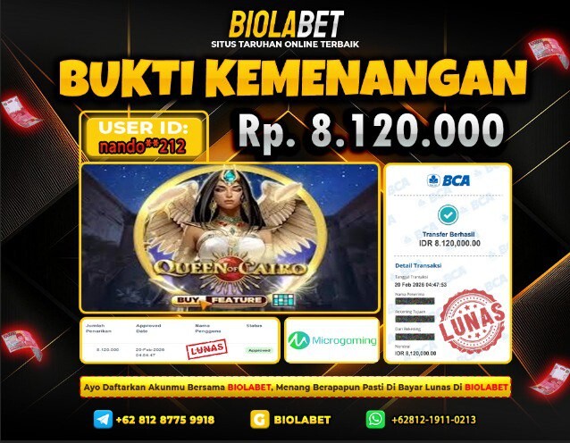 BIOLABET JACKPOT MicroGaming Rp.8.120.000.,- LUNAS